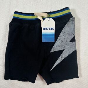 Bit'z Kids Baby 3-6 Months Black Lightning Bolt Sweat Shorts New